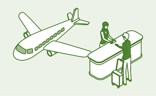 新千歳空港受付カウンターのイラスト